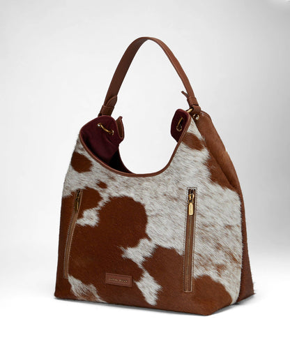 LW Large Purse - In Brown &amp; White Cowhide &amp; Calfskin