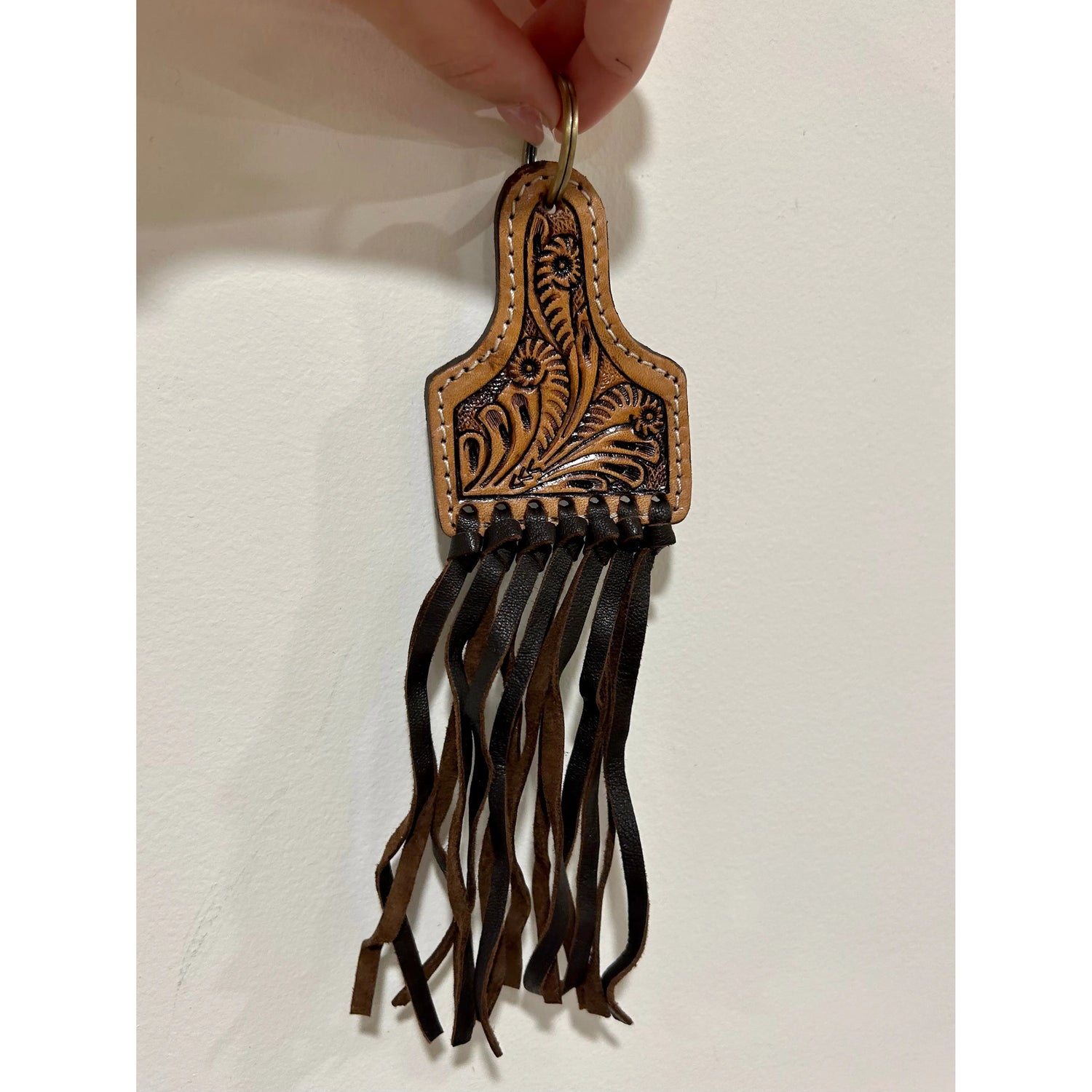 Fringe Keychain Dark Brown 