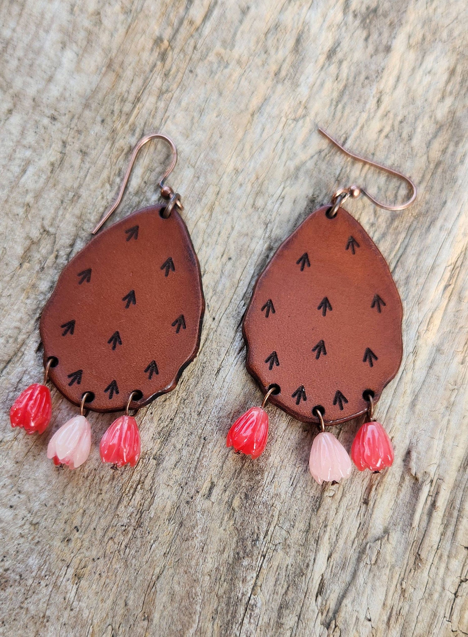 Cactus “Priscilla&quot;  Handmade Leather Prickly Pear Earrings