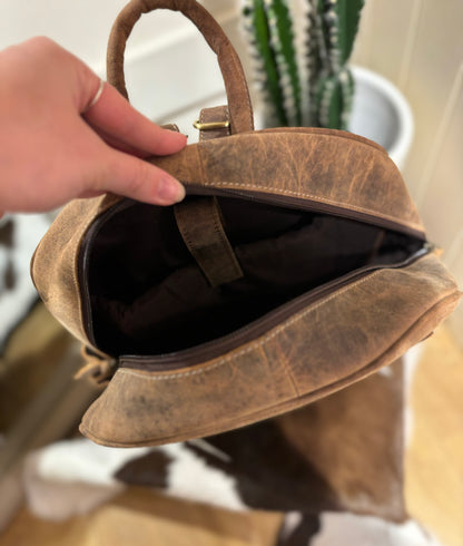 Leather Backpack with Tan cowhide 