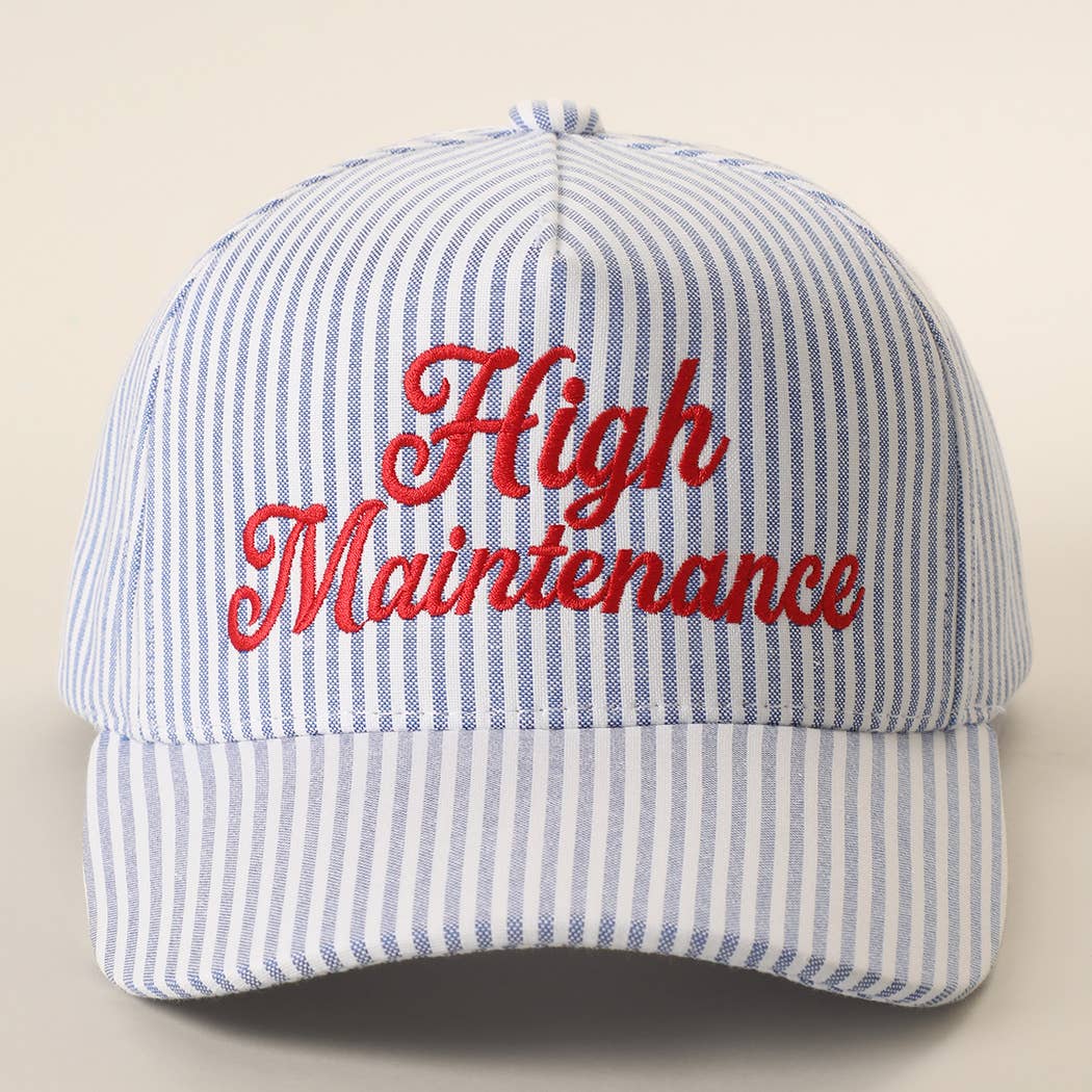 High Maintenance Embroidered Stripe Pattern Trucker Hat