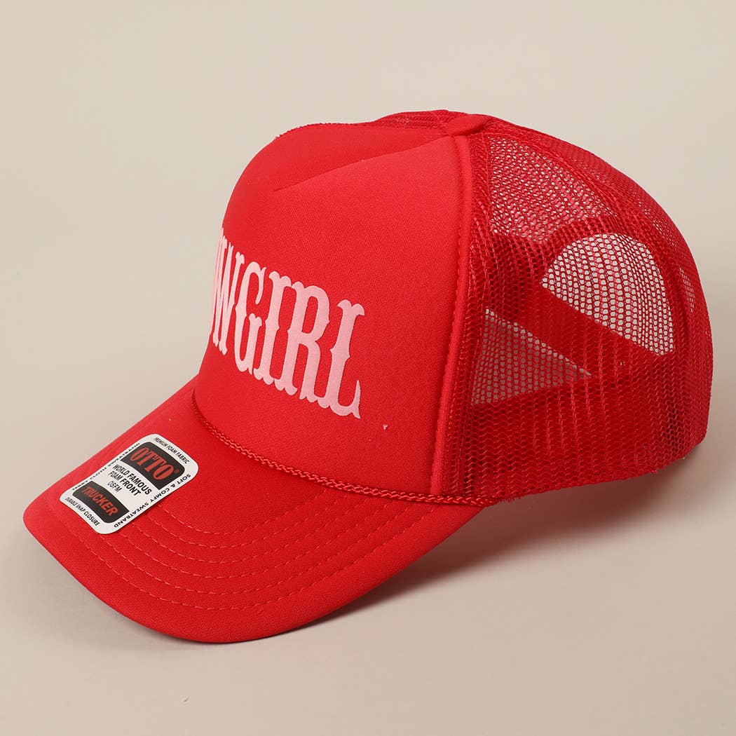 COWGIRL Text Logo Printed Mesh Back Trucker Hat