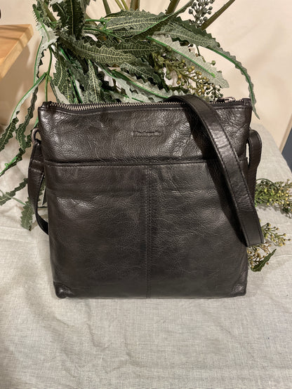 Black leather crossbody bag 