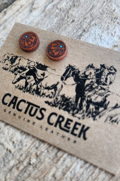 &quot;Mini Millie&quot; Handmade Genuine Leather Stud Earrings