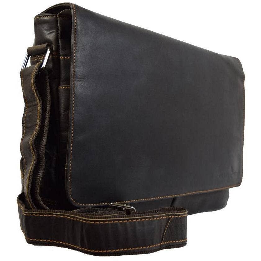 Leather Shoulder Laptop Bag Brown Gent GW117BRN