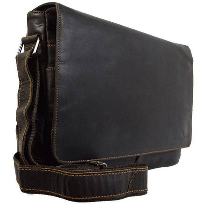 Leather Shoulder Laptop Bag Brown Gent GW117BRN