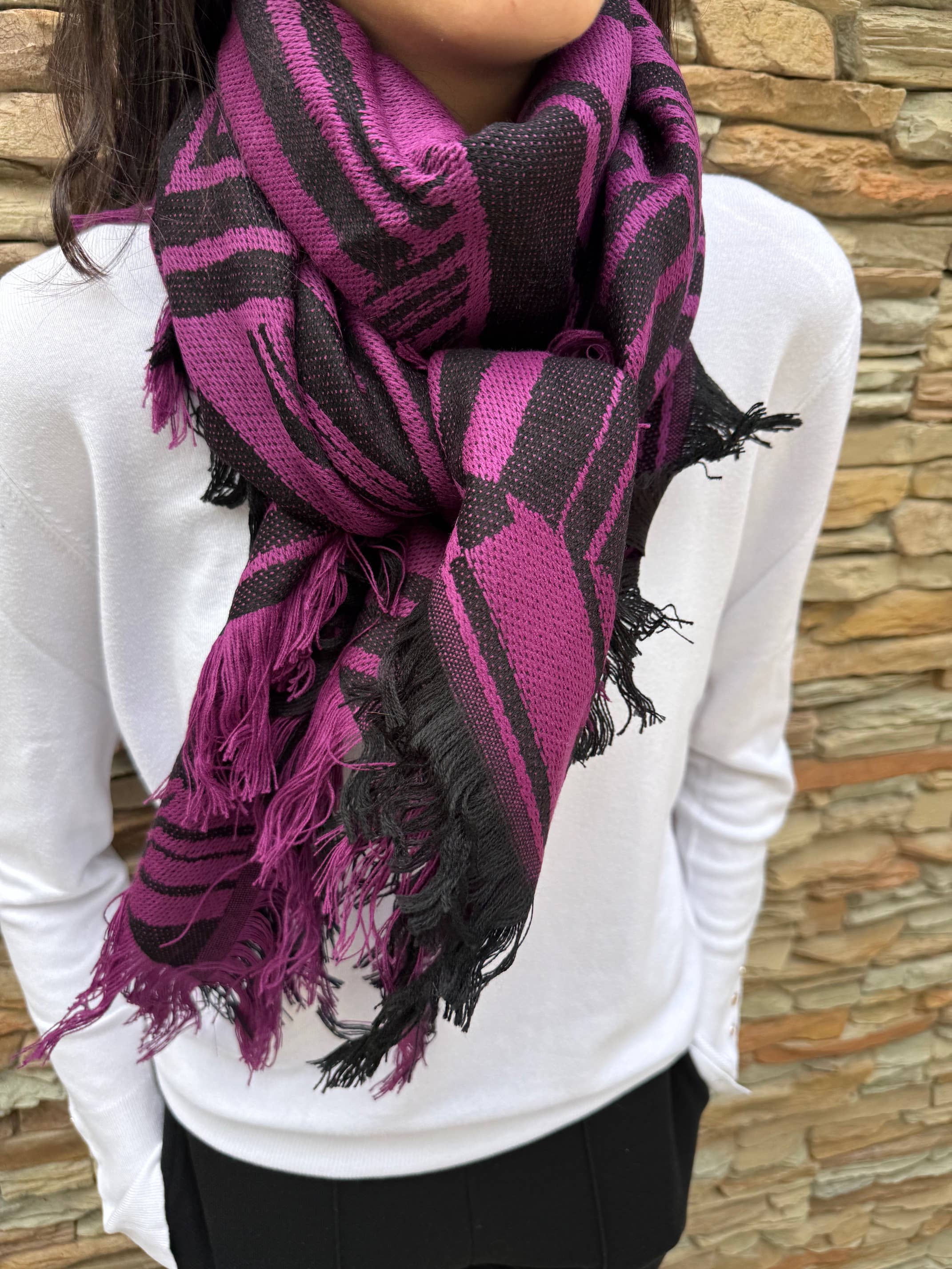 Triangle woven scarf Made in France - Acrylic Wool