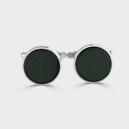 Genuine Leather Inlay Cufflinks 