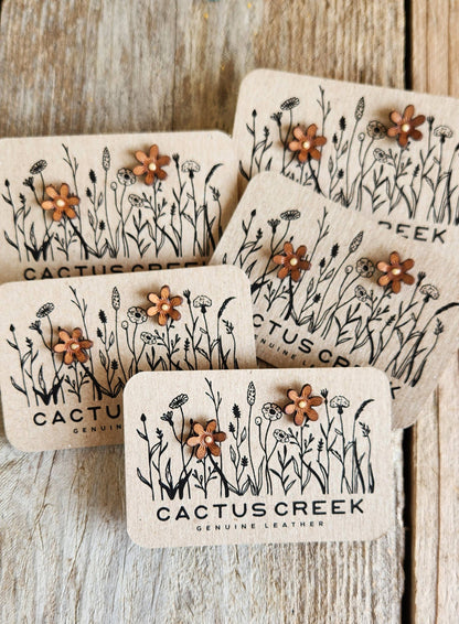 Wild Flower Genuine Leather Post Earrings