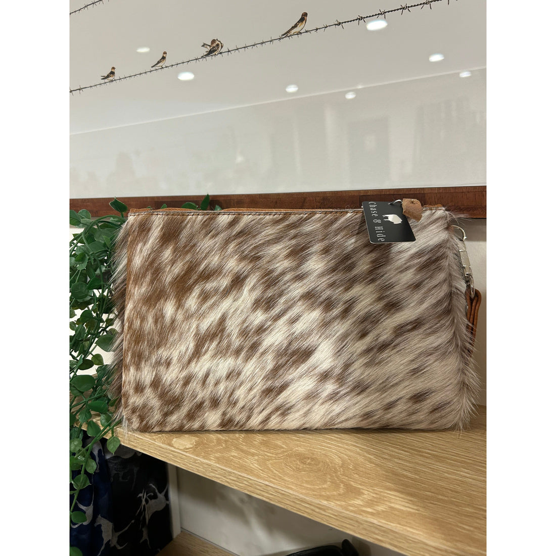 Large Hide Tan Clutch 