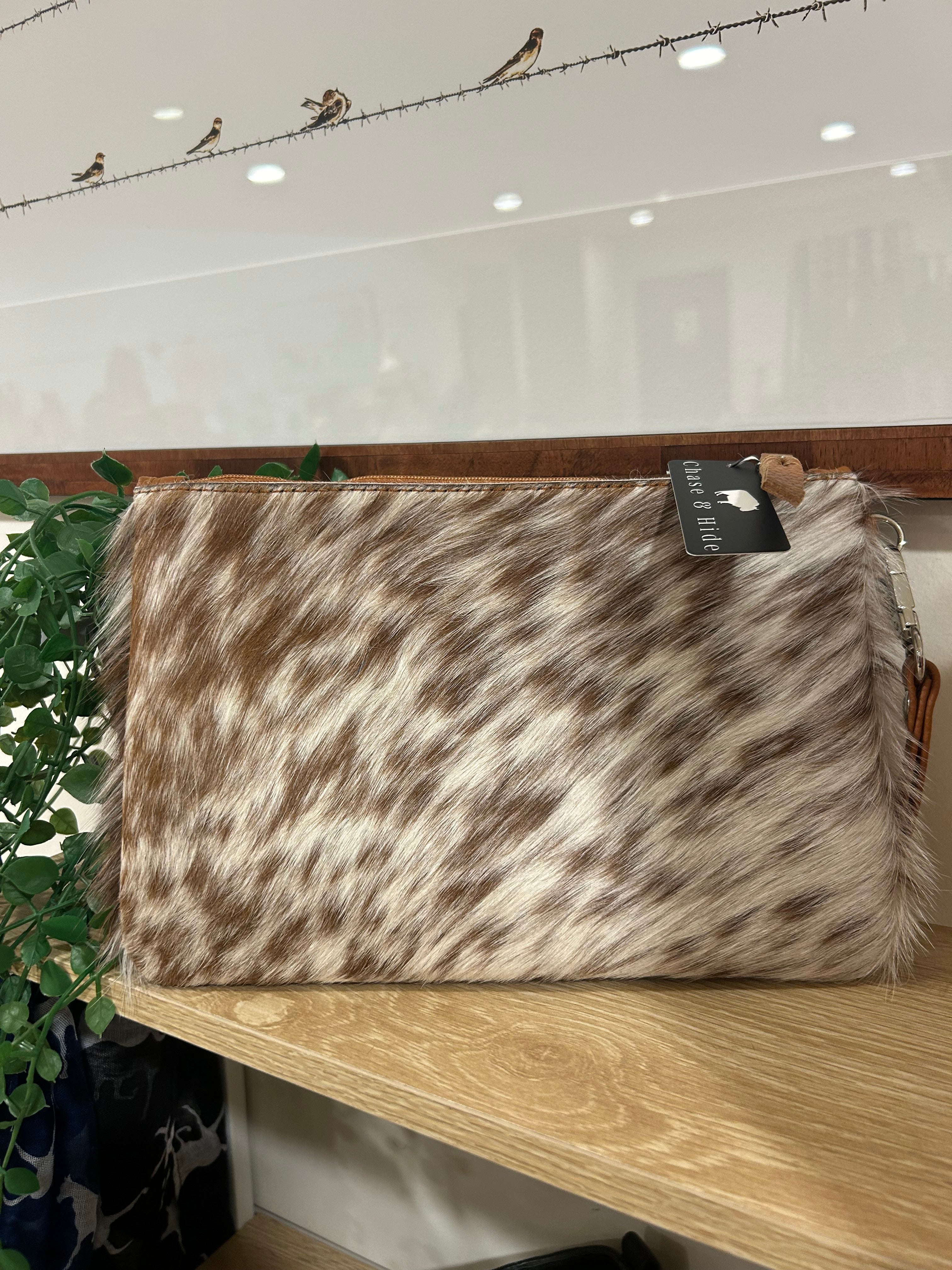 Large Hide Tan Clutch 