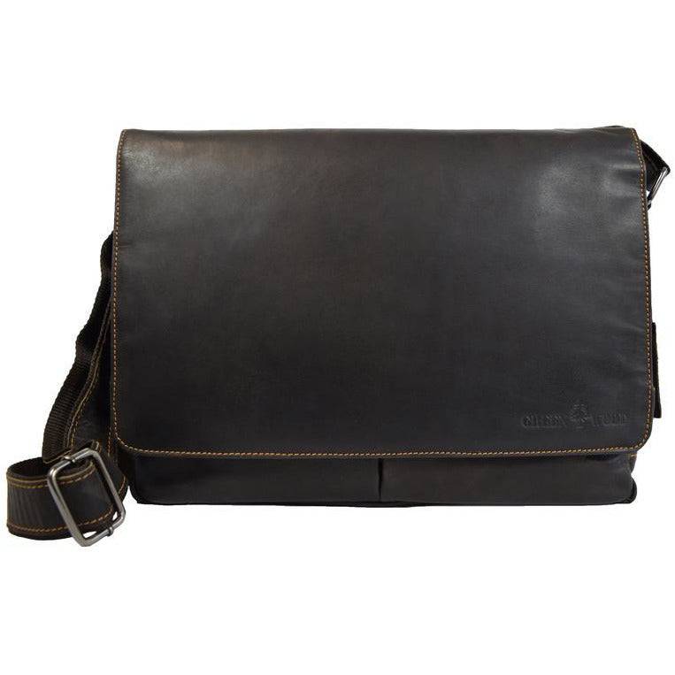 Leather Shoulder Laptop Bag Brown Gent GW117BRN
