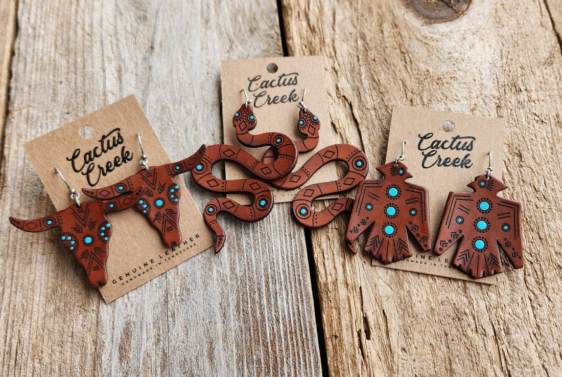 Southwestern Collection - Handmade  Leather Earrings