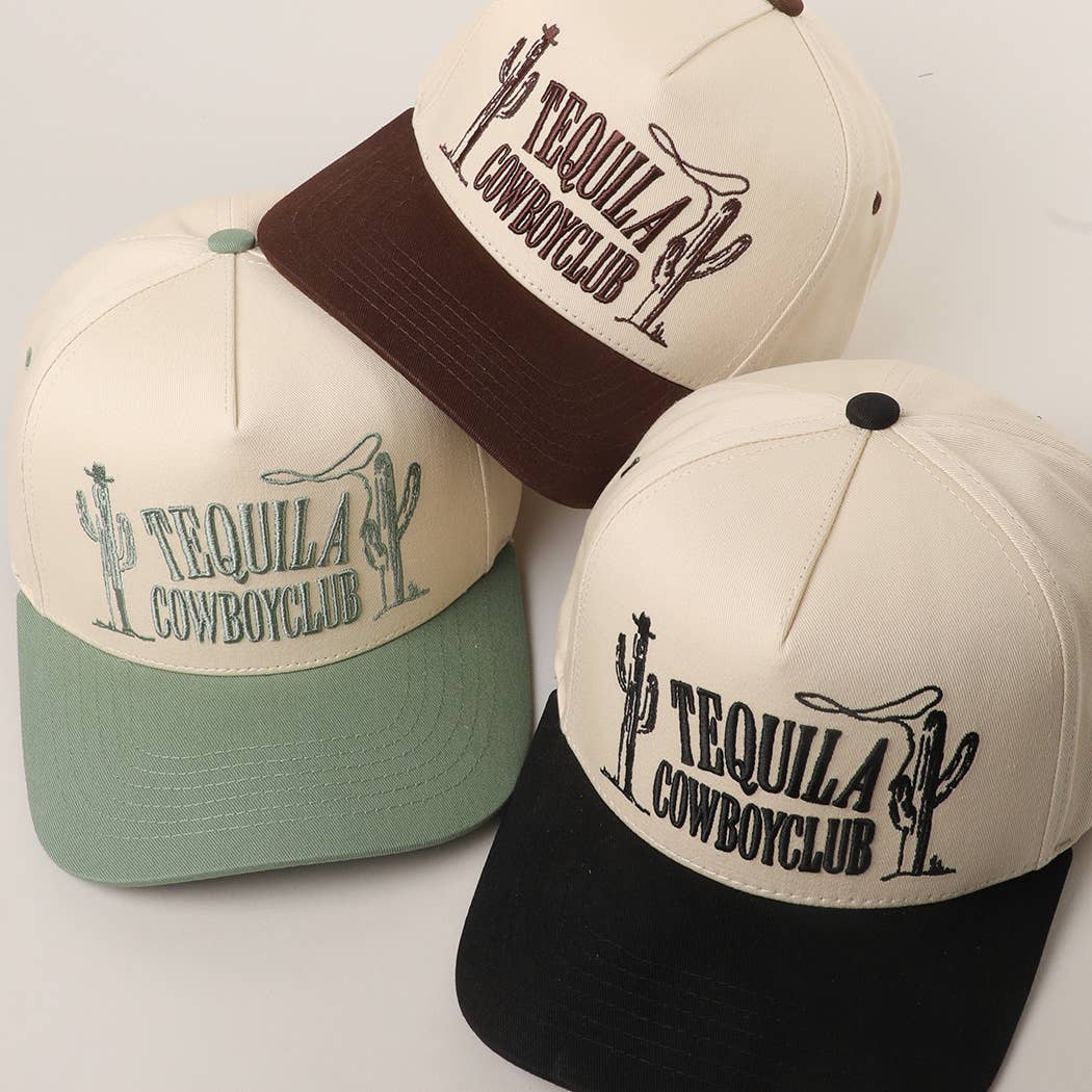 TEQUILA COWBOY CLUB 3D Letter Embroidery Two-Tone Trucker