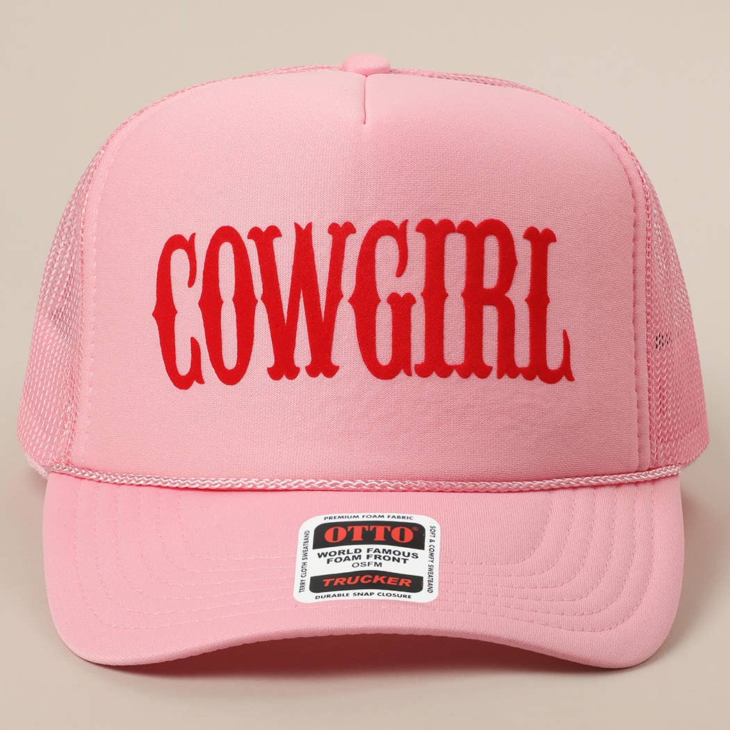 COWGIRL Text Logo Printed Mesh Back Trucker Hat