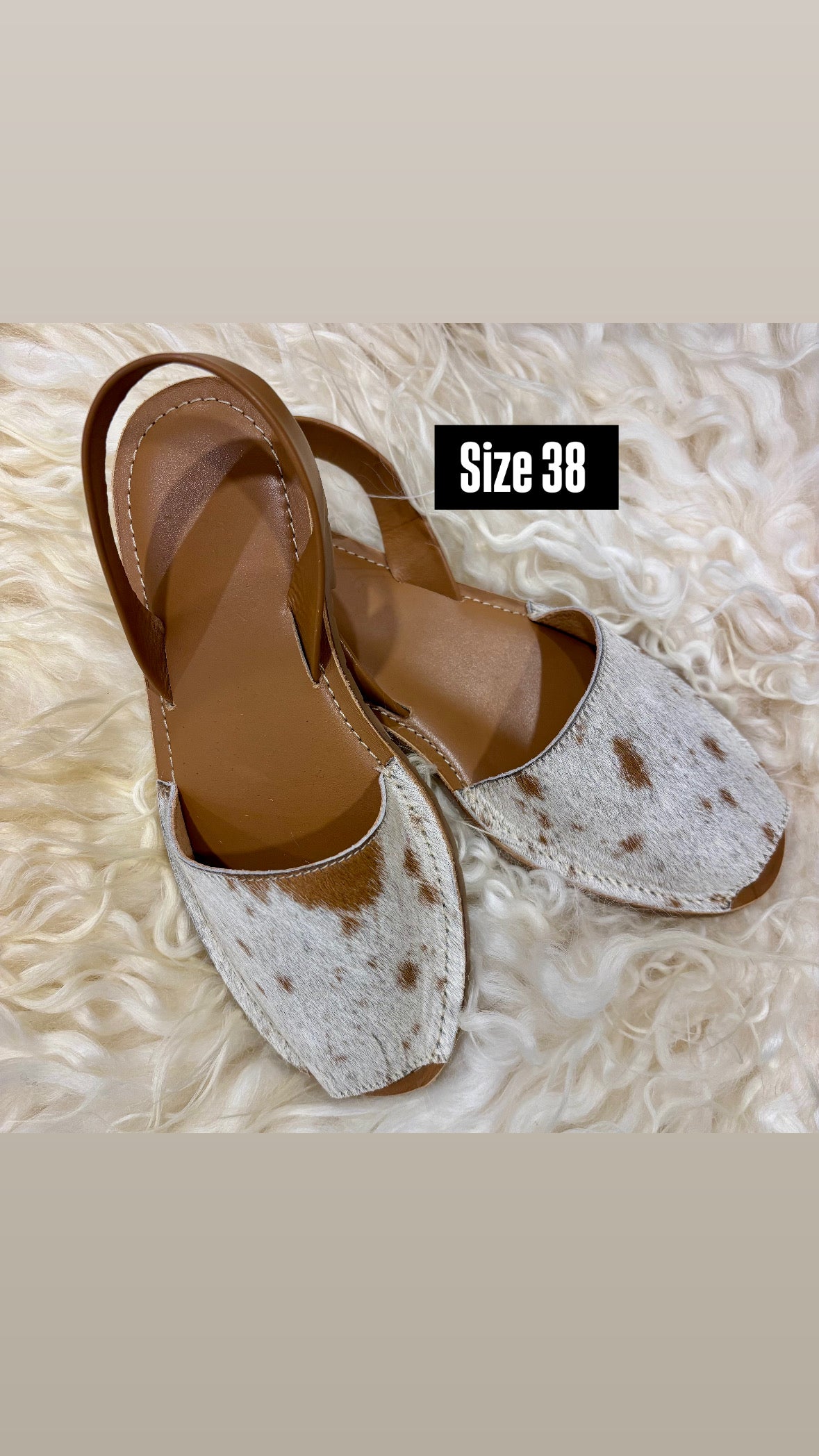 Tan Cowhide Shoes Sling Back