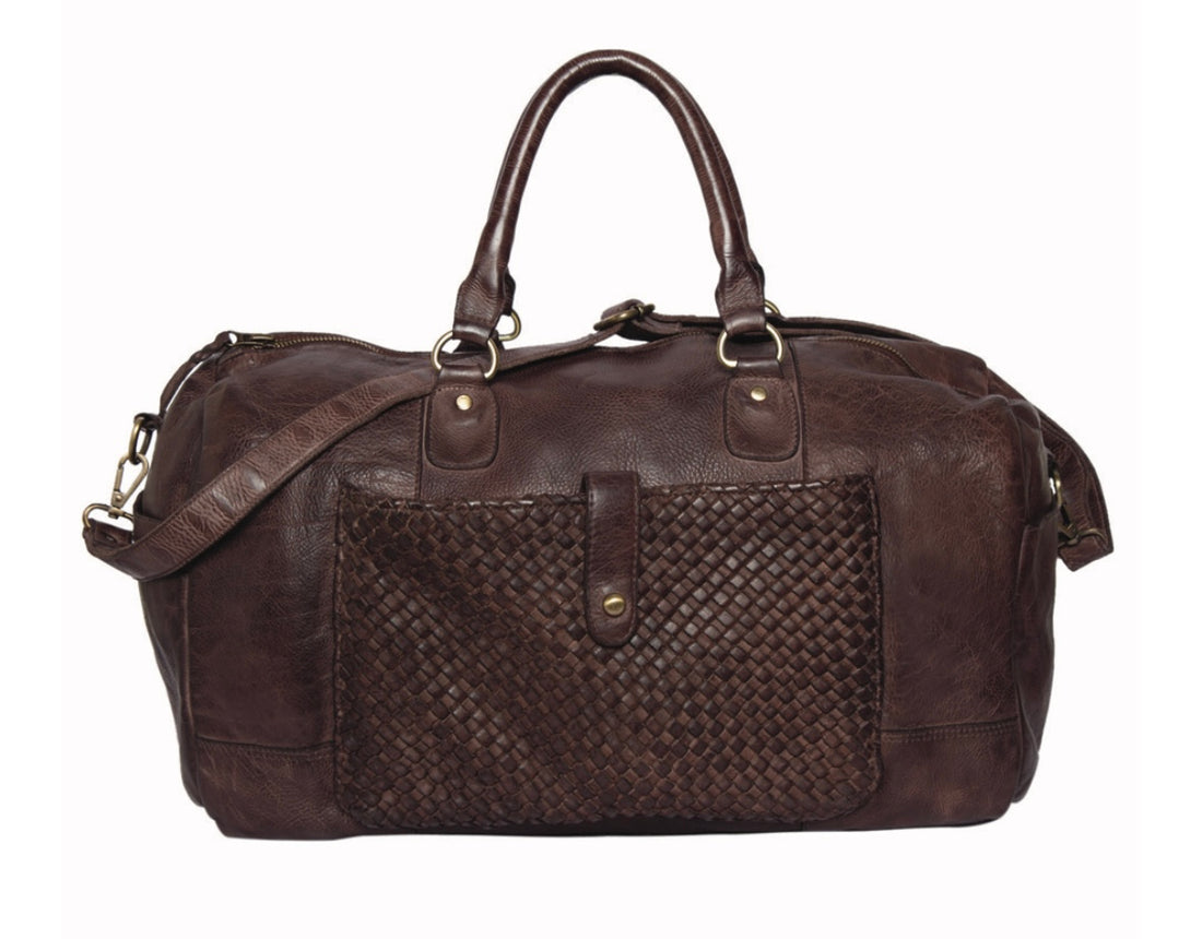 The Woven Washed Leather Travel bag
