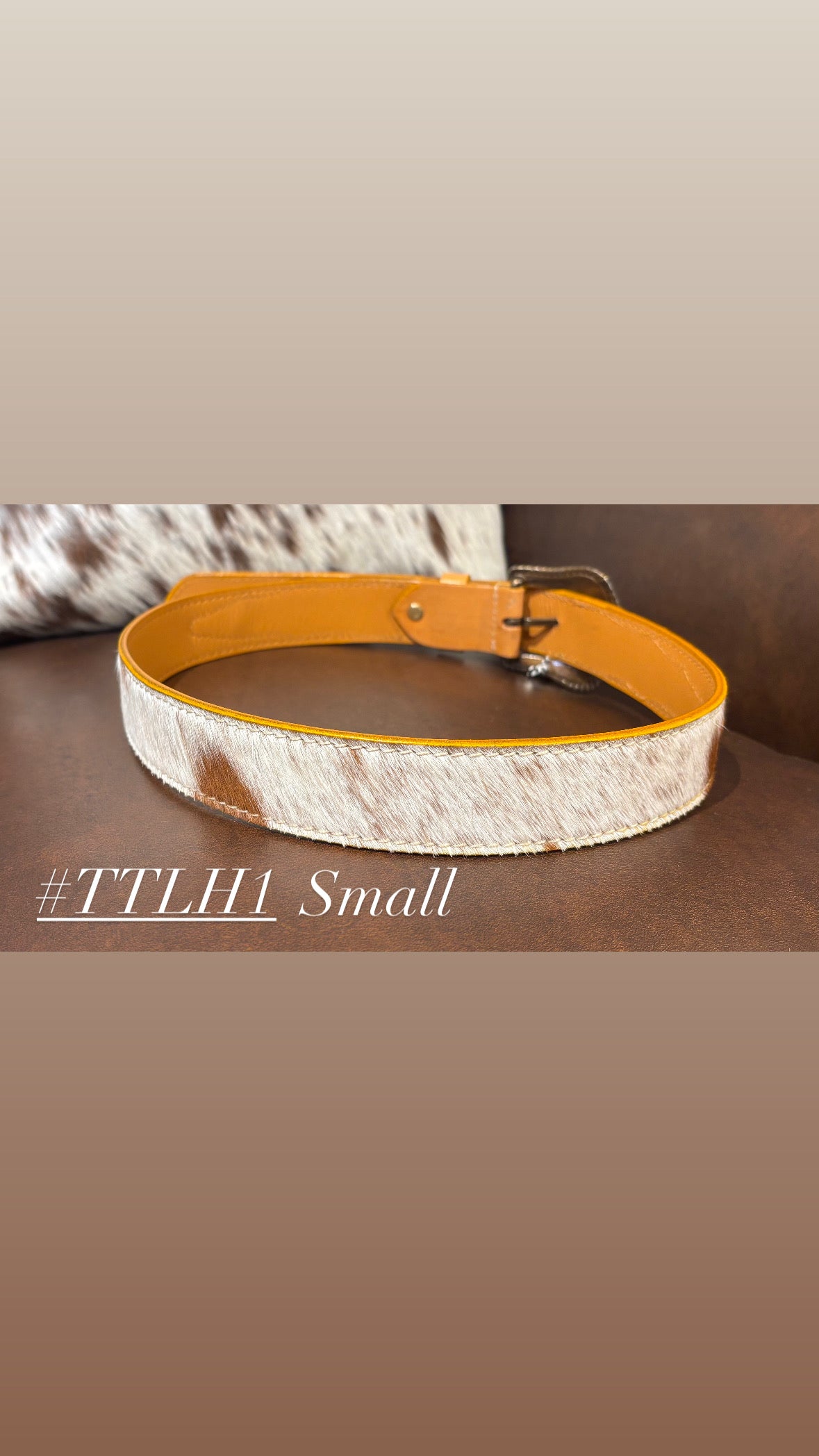 Tan Tooled Leather and Hide Belt 