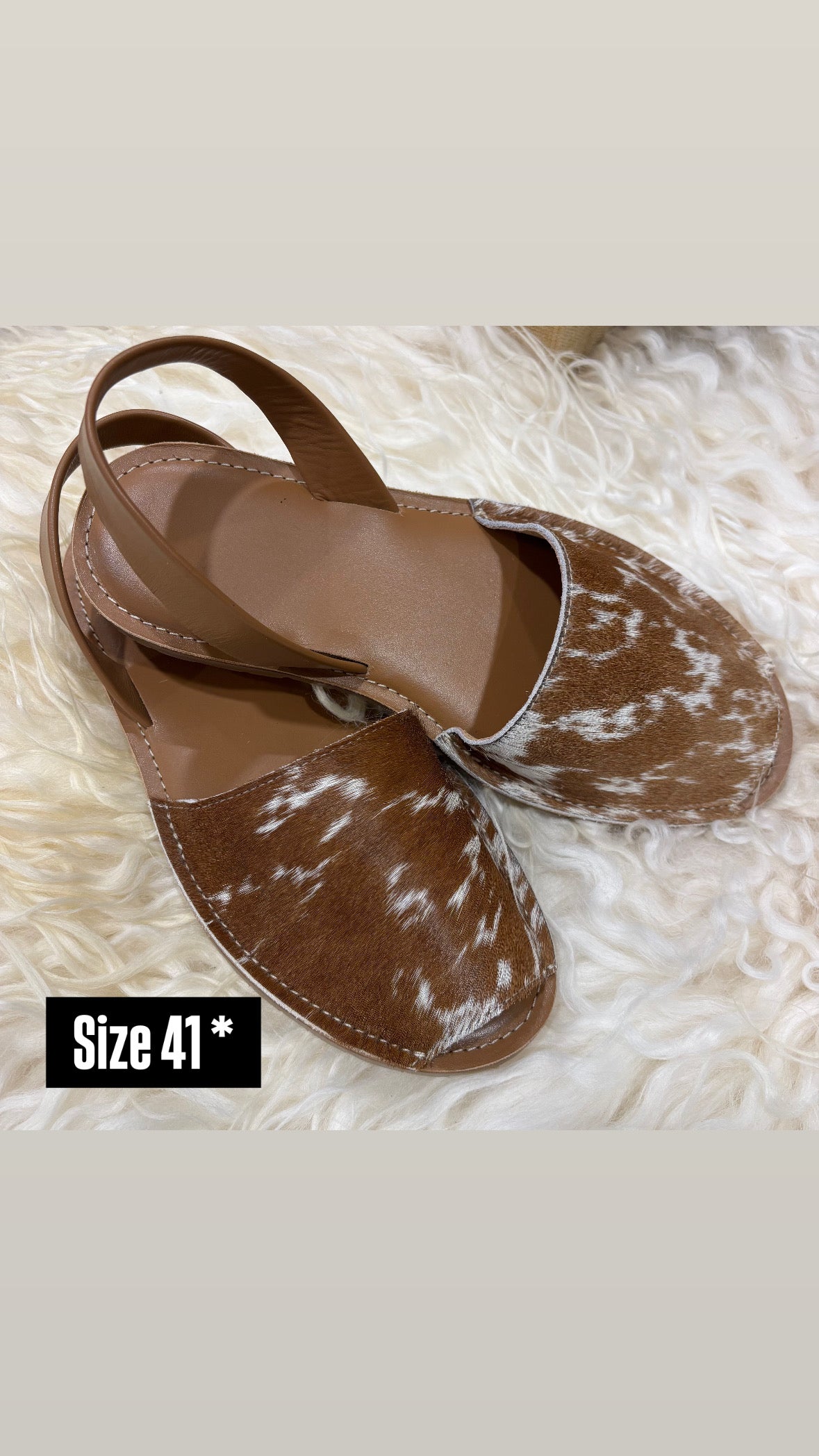 Tan Cowhide Shoes Sling Back