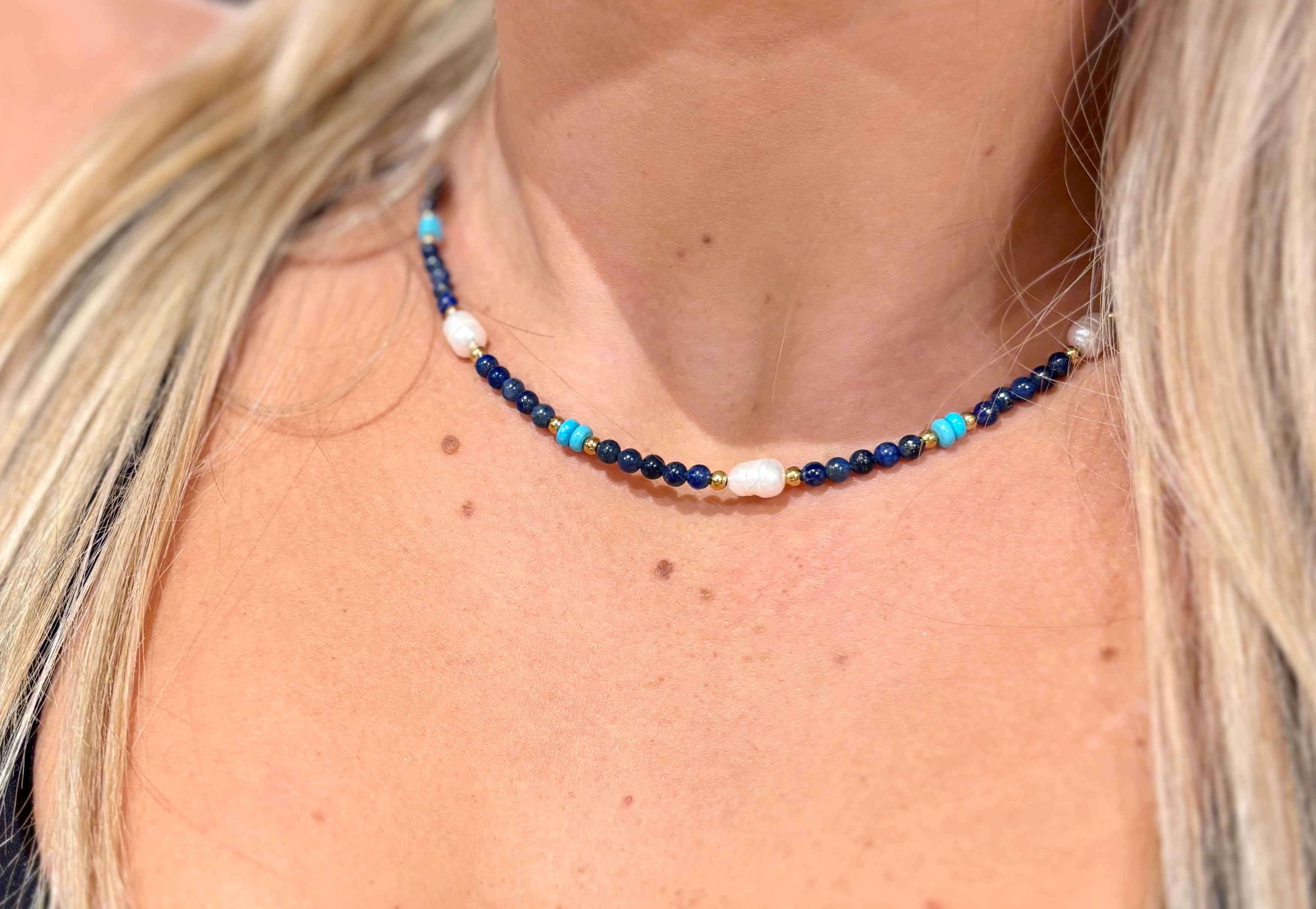 Blue Beaded Necklace 