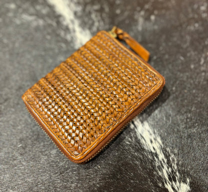 Leather Weave Zip Wallet 