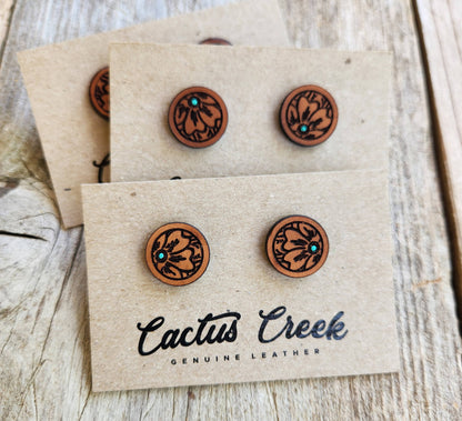 &quot;Millie&quot; Handmade Genuine Leather Stud Earrings