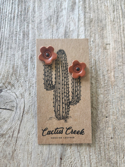 Desert Daisy - Genuine Leather Post Earrings