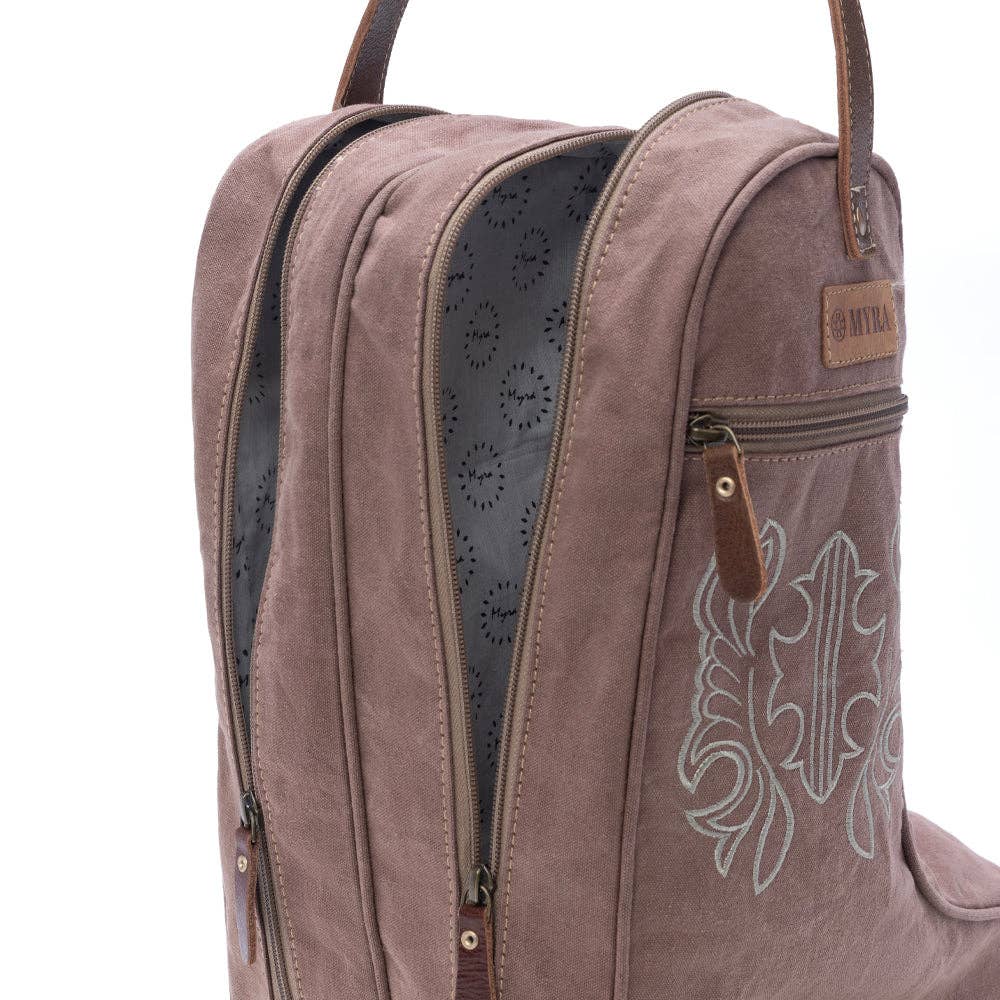 Sunstone Cotton &amp; Leather Boot Bag in Sandy Taupe