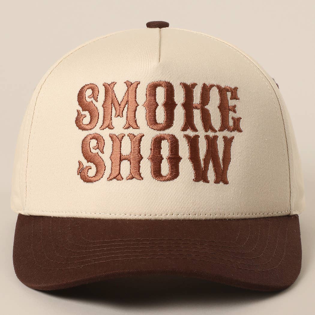 SMOKE SHOW Typographic Embroidery Baseball Cap