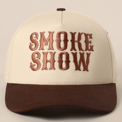 SMOKE SHOW Typographic Embroidery Baseball Cap