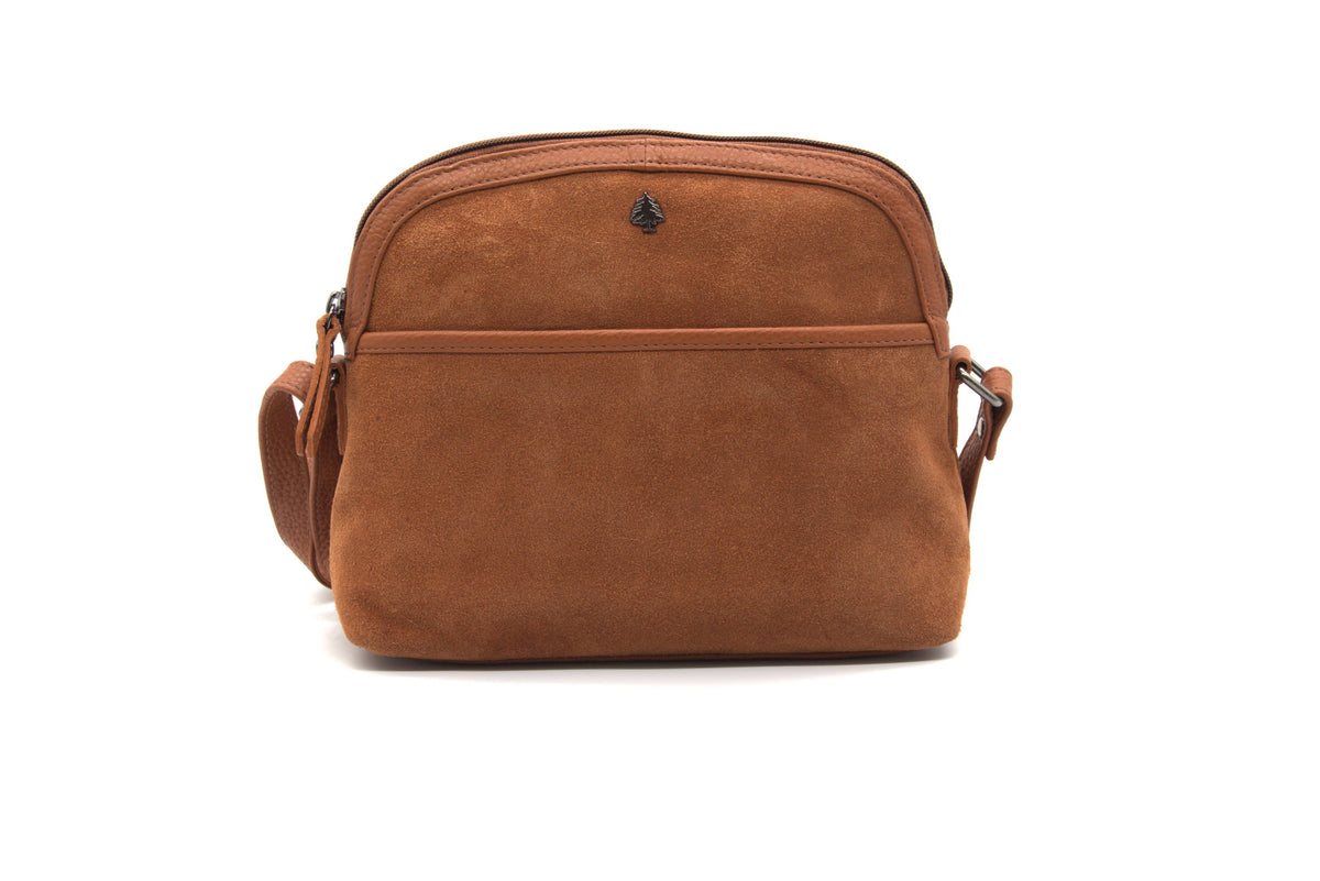 Sage – Cognac Suede Crossbody Bag