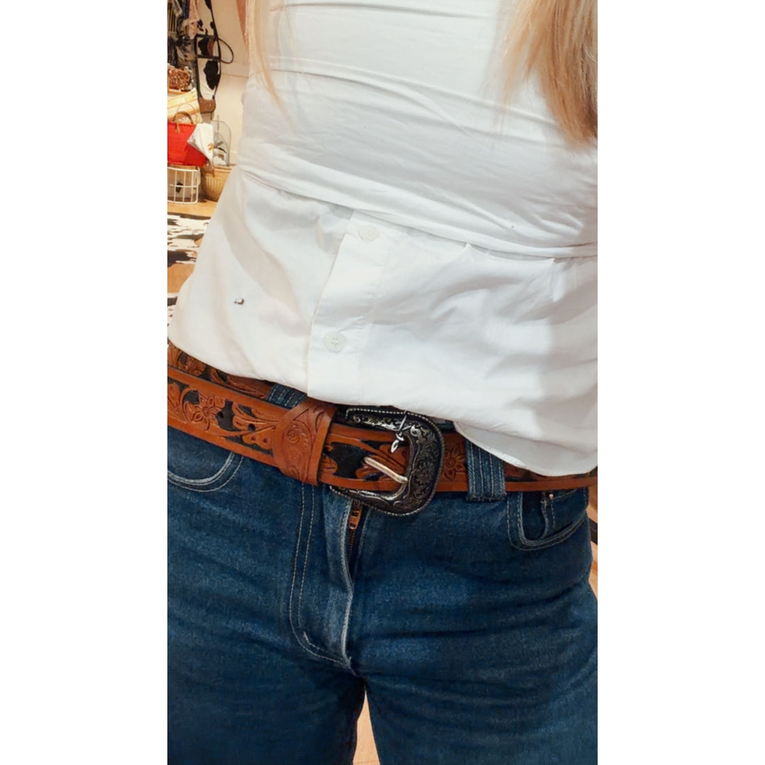 Two Tone Embossed Dark Belt