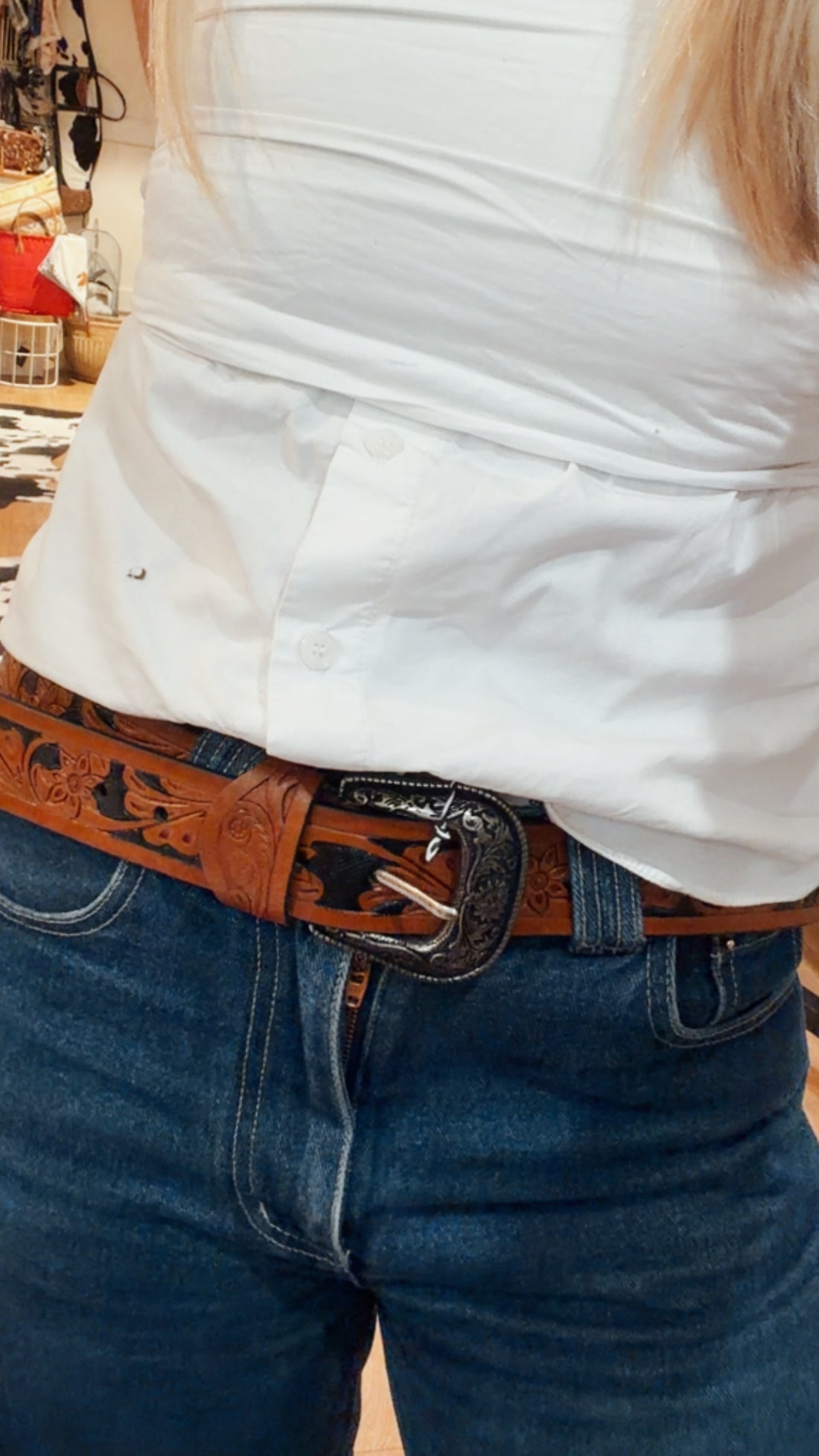 Two Tone Embossed Dark Belt 