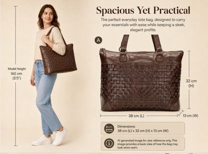 The Harlow Tote Bag — Espresso Brown Leather Work Tote
