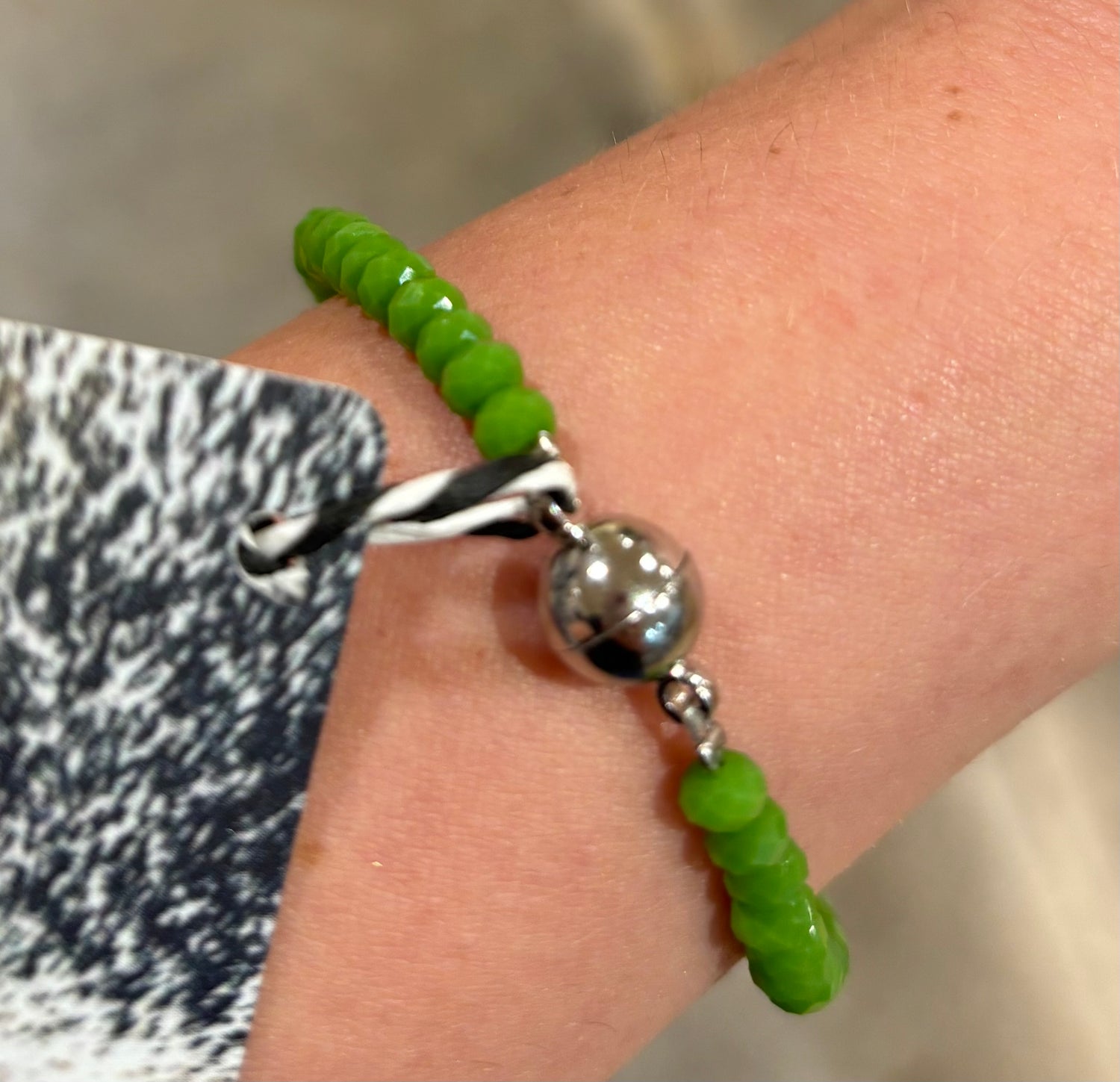 Lime Crystal with freshwater Pearl bracelet 