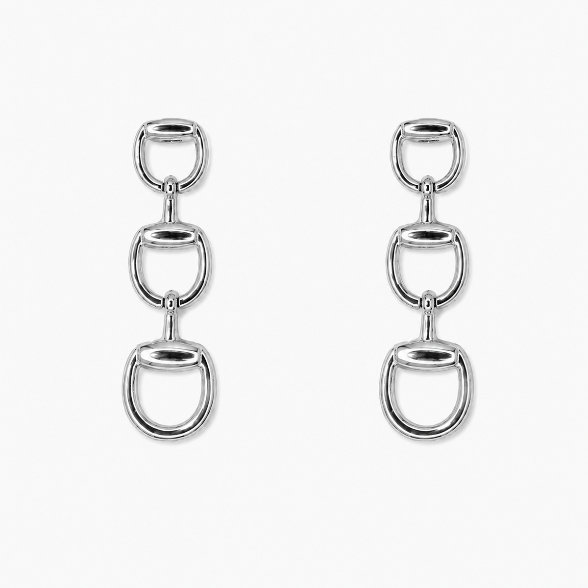 Triple Horsebit Link Drop Earrings