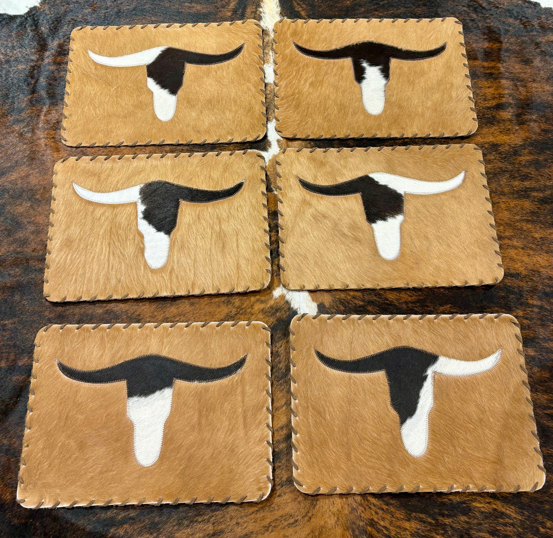 Cowhide bull head placemats( set of six) 
