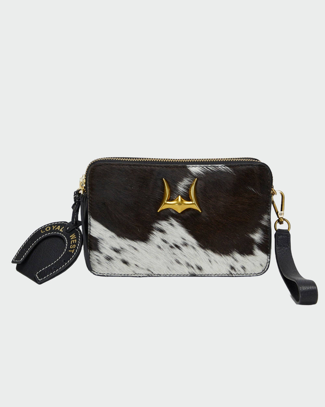 Shell Mini Purse In Black &amp; White Cowhide