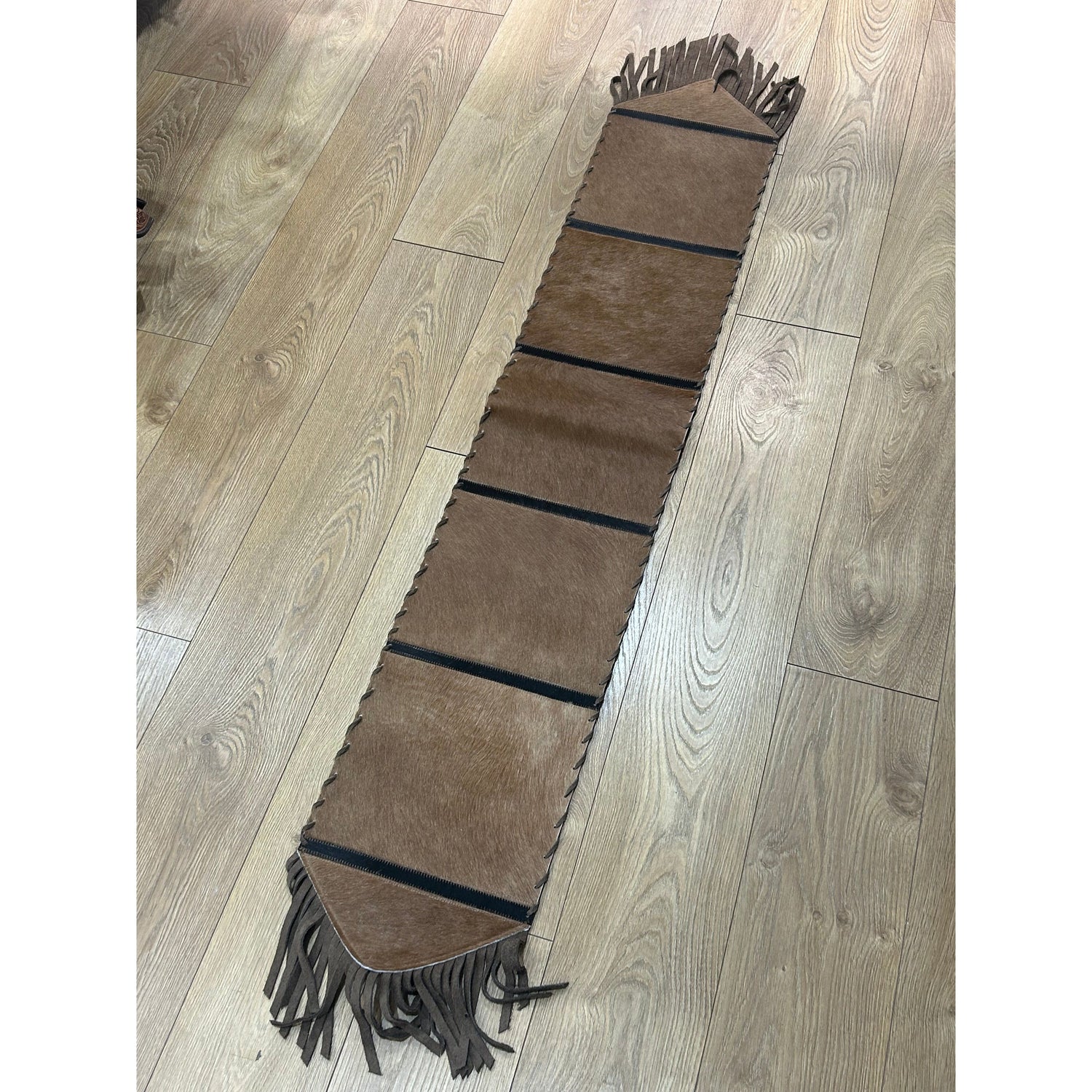 Plain Cowhide Table runner with tassels 