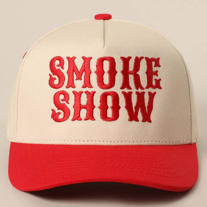 SMOKE SHOW Typographic Embroidery Baseball Cap
