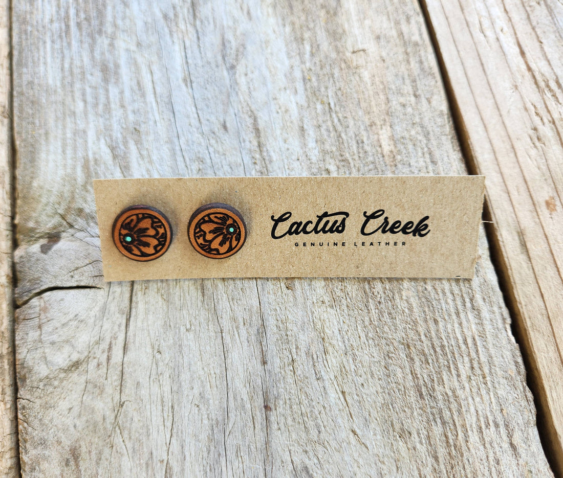 &quot;Millie&quot; Handmade Genuine Leather Stud Earrings