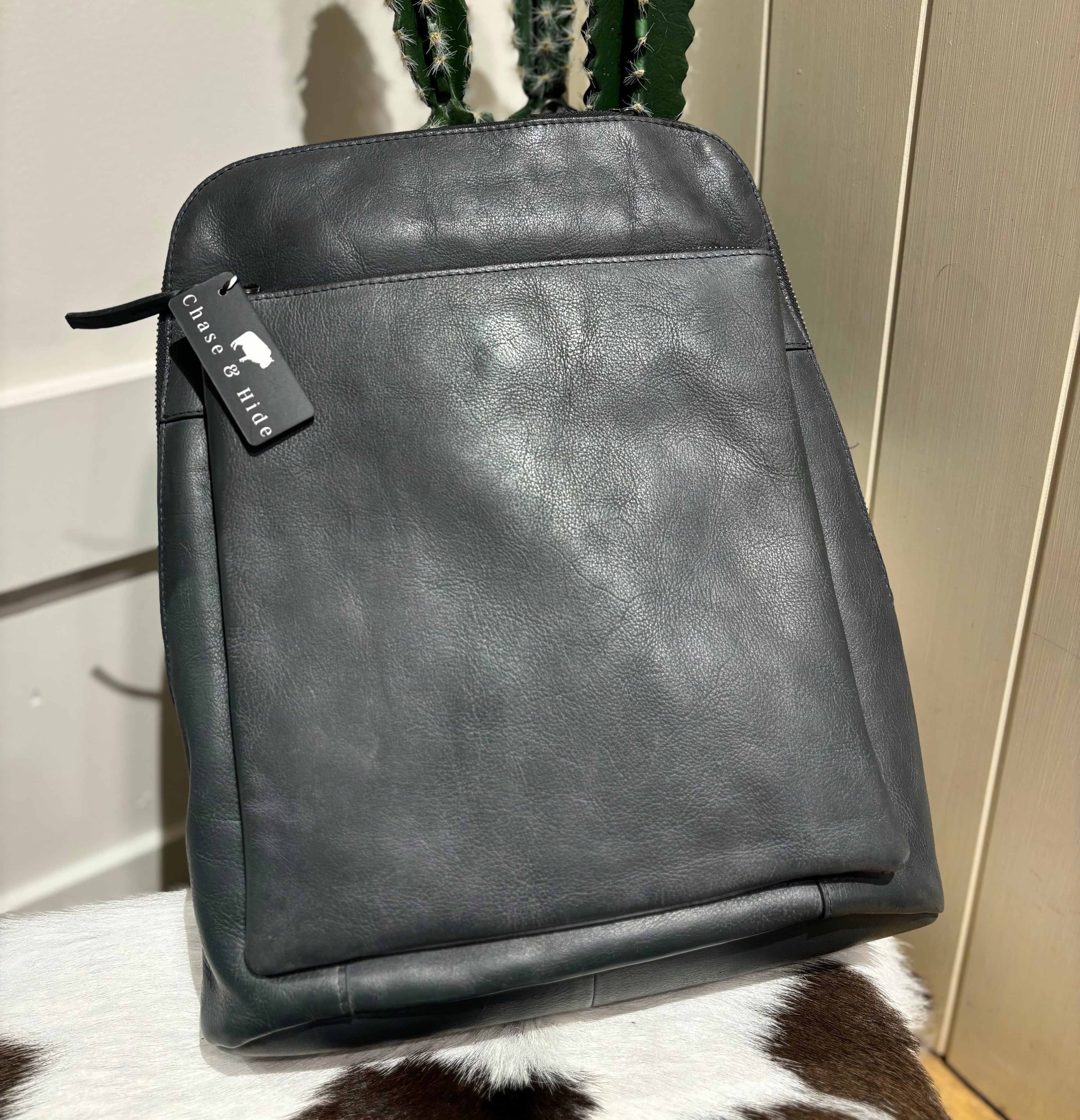 Ladies Leather Backpack Steel 