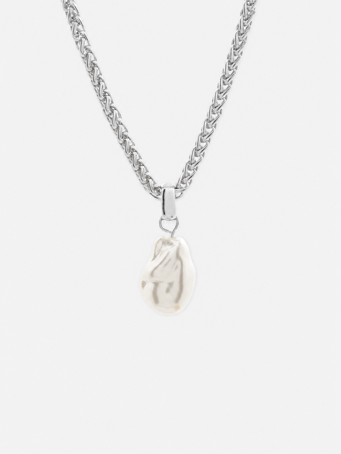 Organic Pearl Sterling Silver Plated Pendant Necklace