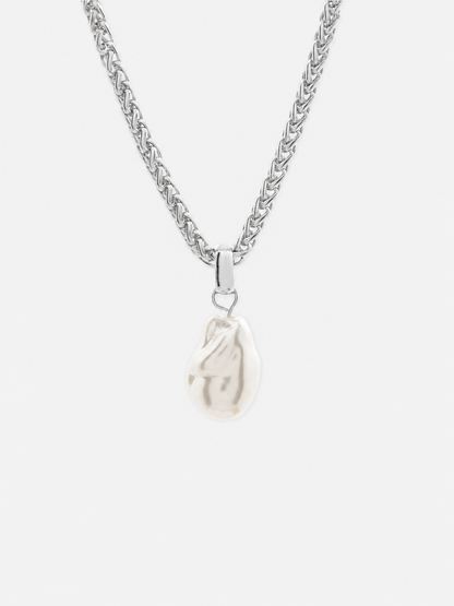 Organic Pearl Sterling Silver Plated Pendant Necklace