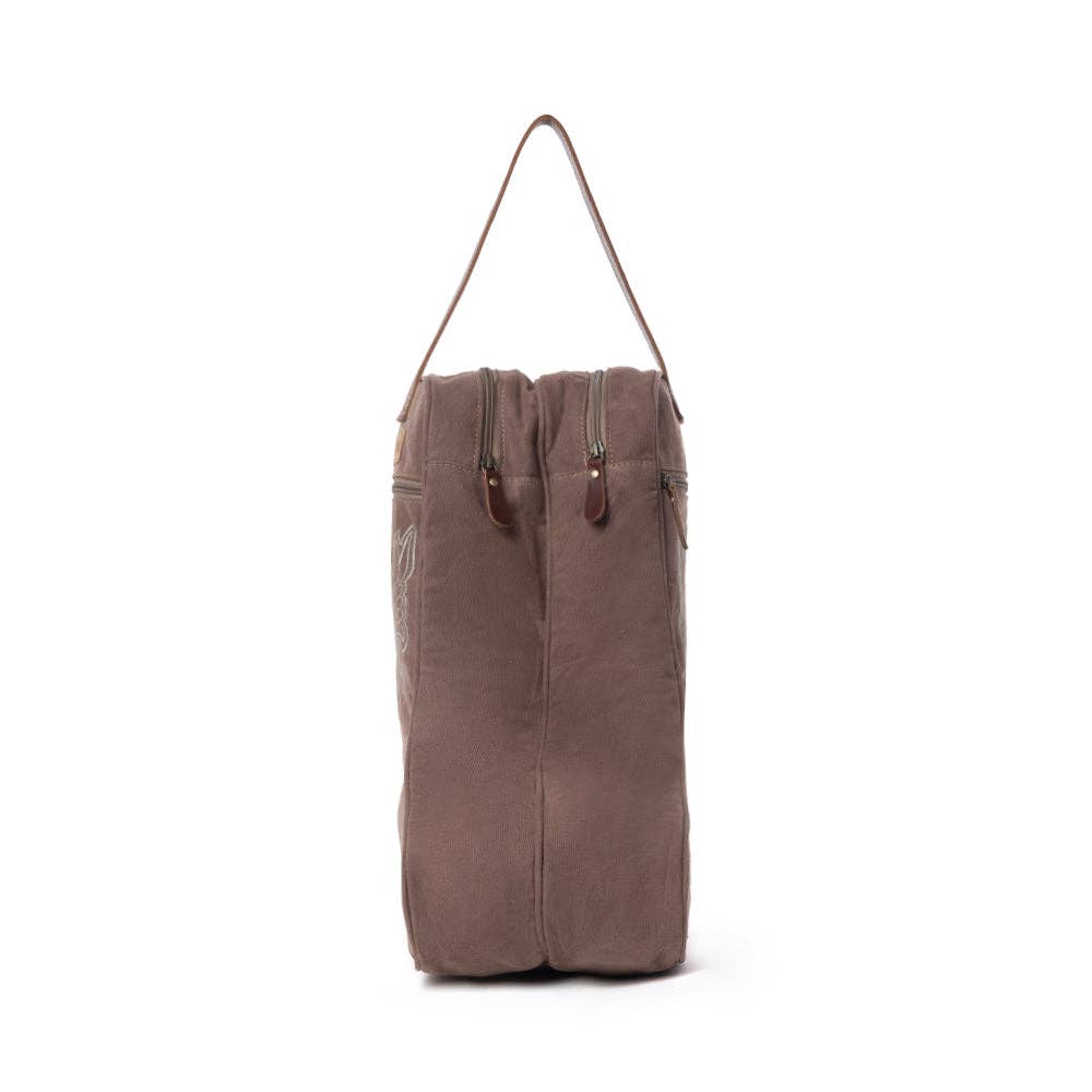 Sunstone Cotton &amp; Leather Boot Bag in Sandy Taupe