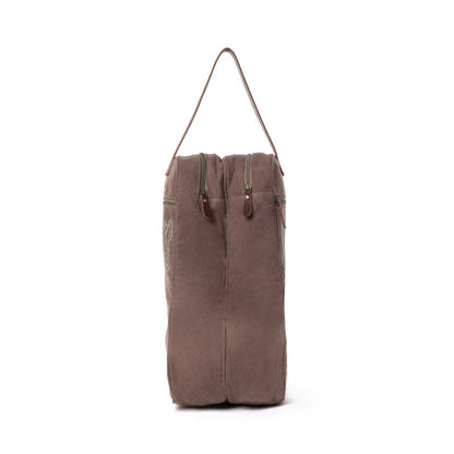 Sunstone Cotton &amp; Leather Boot Bag in Sandy Taupe