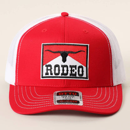 RODEO Patch Embroidered Mid Profile Mesh Back Trucker Hat