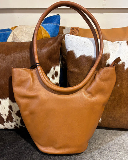 Vintage Leather Bucket Bag Tan 7981
