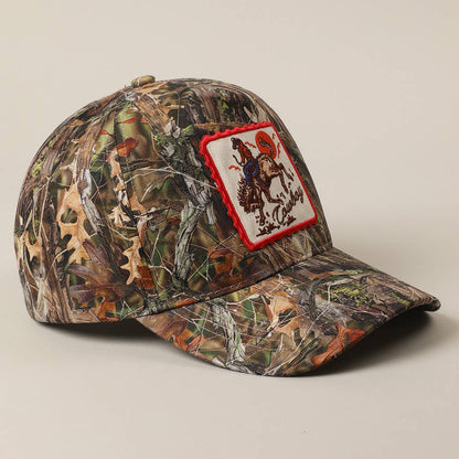 Cowboy Horse Image Embroidery Patch Camo Cap
