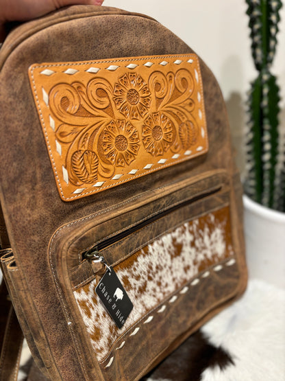 Leather Backpack with Tan cowhide 